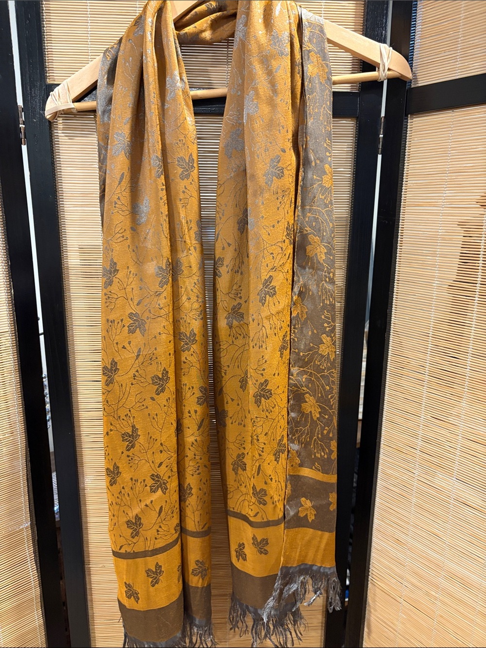 Mustard Floral Woven Throw Scarf - Home Accents